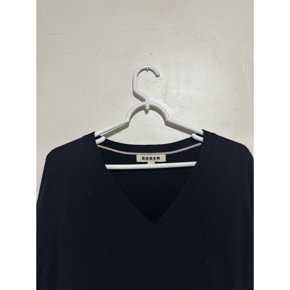 Boden Womens Navy Blue 100% Cashmere V-Neck Sweater Size L KC835 - Picture 4 of 5